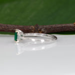 14K white gold Colombian emerald ring with diamond accents