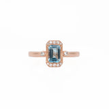 1.2Ct Aquamarine Ring with Earth Mined Diamond Accents: Solid 14K Gold, 7x5mm
