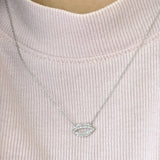 Sparkling Diamond Lip Necklace: Solid 14k White Gold Pendant With Attached Chain