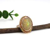 Archi 14K Solid Rose Gold Opal Ring | Oval Shape 18x13mm