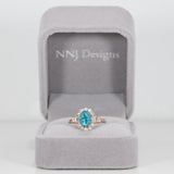 14K rose gold cambodian blue zircon ring