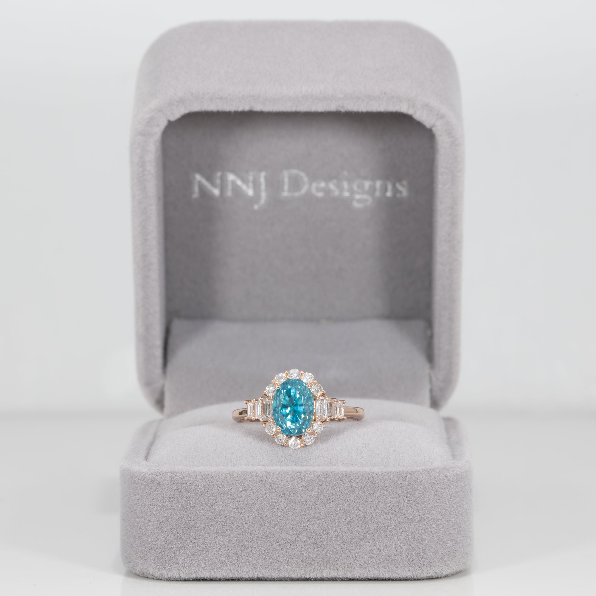 14K rose gold cambodian blue zircon ring