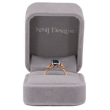 14K rose gold London blue topaz ring with diamond accents