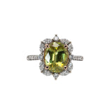 Elise 14K Dual White Rose Gold 3.29cts Sphene Diamond Ring | Oval 11X9mm