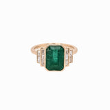 3ct Emerald Ring w Earth Mined Diamonds in Solid 14K Yellow Gold | EM 10x8mm