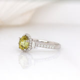 Alyssa 14K White Gold Sphene and Diamond Ring | Pear 7x6mm