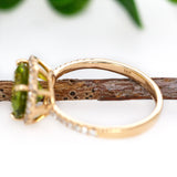 Priyal 14K Yellow Gold Peridot and Diamond Ring | OV 10x8mm