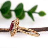 Alina 14K Yellow Gold Burma Ruby and Diamonds Ring | Oval 10x8mm