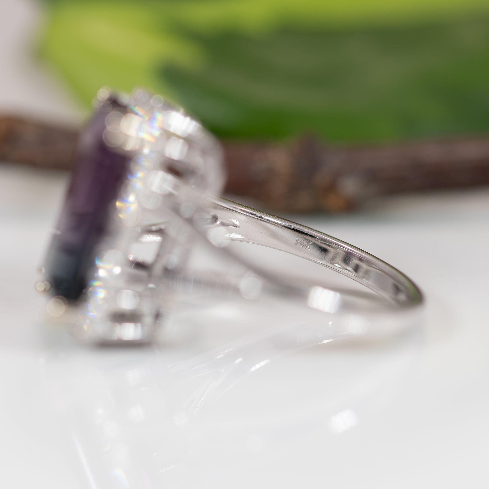 14K white gold bi-color tourmaline ring