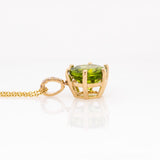 Vanya 14k Solid Gold Peridot Pendant with Natural Diamonds Accents | Round 10mm