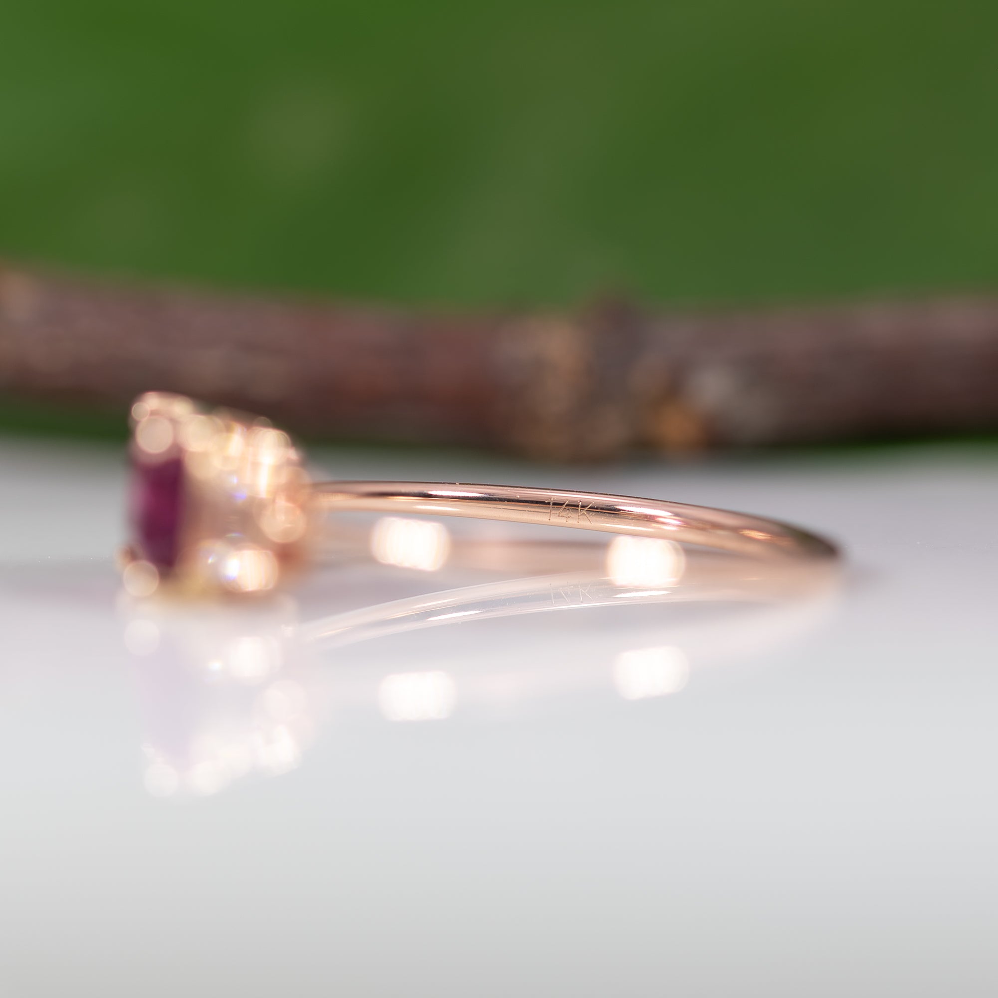 14K rose gold bi-color tourmaline ring