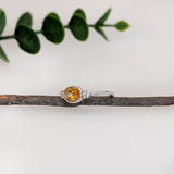 Dainty Citrine Ring w Natural Diamond Accents in Solid 14K White Gold | OV 7x5mm