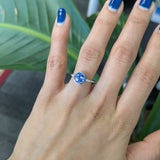 Skye 1.9Ct Tanzanite Ring with Natural Diamonds Accents: Solid 14K Gold, Round 7mm