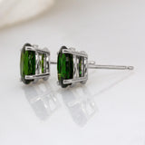 Alvira 14K Solid Gold Chrome Diopside Solitaire Studs | OV 8x6mm