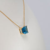 14K Yellow Gold Swiss Blue Topaz Necklace