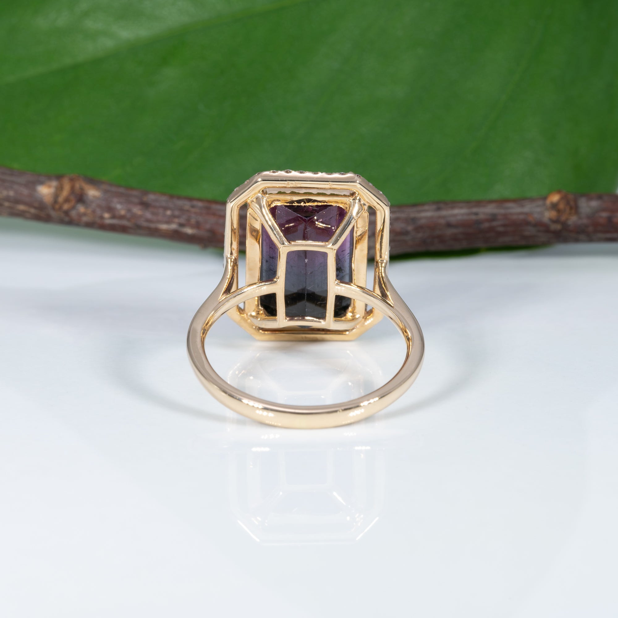 14K yellow gold bi-color tourmaline ring