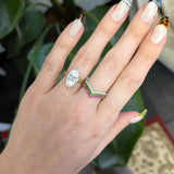 Tsavorite Chevron Band – Natural Gemstone: 14K Gold, Delicate Stackable Band