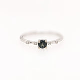 Natural Alexandrite Ring w Natural Diamonds in Solid 14K White Gold Round 4mm