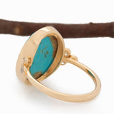 Taylor Solid 14k Gold  Sonoran Turquoise Ring with Natural Diamonds, 16x12mm