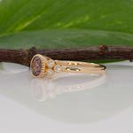 14K yellow gold purple spinel round ring with diamond accents