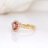 Shrija 14K Yellow Gold Padparadscha Sapphire and Natural Diamond Ring | OV 6x4mm