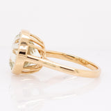 Sandra Round Prasiolite Solitaire Ring: Solid 14k Yellow Gold, 12mm Gemstone