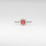 14K white & rose gold padparadscha sapphire ring with diamond accents