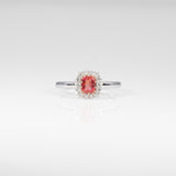 14K white & rose gold padparadscha sapphire ring with diamond accents