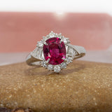 Robin Solid 14K Gold 1.5ct Rubellite Garnet Ring with Natural Diamond Accent, 8.4x7mm