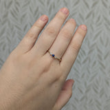Jeannie 14K Yellow Gold AAA Ceylon Blue Sapphire and Diamond Ring | Round 3mm