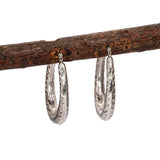Estate 14K Solid White Gold Hoop Earrings | 23x18mm