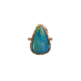 7ct Boulder Opal Ring w Natural Diamond Accents in 14K Yellow Gold | Fancy Shape