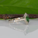 14K yellow gold marquise tsavorite garnet estate ring with diamond accents