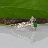 14K yellow gold marquise tsavorite garnet estate ring with diamond accents
