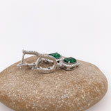 Michii Solid 14K Gold 2.3cts Emerald Earrings with Natural Diamonds Accents, Emerald cut 7x5mm