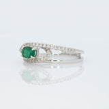 Aneet Solid 14K Gold Zambian Emerald Ring with Natural Diamond Accents: Oval 6x4mm Green Gemstone Fine Jewelry Gift for Her