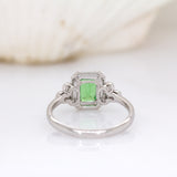 Mihika 14K White Gold Tsavorite Garnet and Diamond Ring | EM 7x5mm
