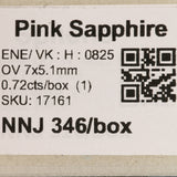 0.72 carat natural Ceylon pink sapphire oval 7x5.1mm loose gemstone – view 2