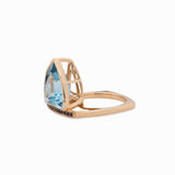 Vivien Solid 14k Gold: Swiss Topaz Ring with Sapphire Accents, Trillion 15x12.5mm