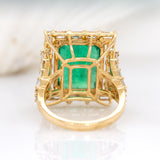 7.5ct Zambian Emerald Ring with Natural Diamonds in 18K Solid Gold - Heirloom Quality, Timeless Jewelry