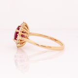 Nadira Madagascar Ruby Ring with Natural Diamonds Accents: 14k Solid Gold, Round 8mm