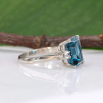 10K yellow gold London blue topaz estate ring with diamonds