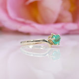 Daniela | Colombian Emerald Heart Estate Ring in Solid 10K Yellow Gold – Heart, 6×5.5mm – Romantic Green