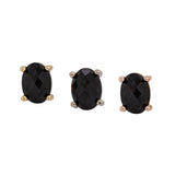 Charlize Oval Black Spinel Solitaire Studs: Solid 14k Yellow Gold – 7×5mm Gemstone