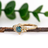 Ishani 14K Yellow Gold Blue Diamond and White Diamond Ring | Round 4.6mm