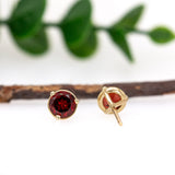 14K Gold Madagascar Red Garnet Martini Studs | Round 6mm