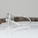 3.2Ct Aquamarine Ring with Natural Diamonds Accents: Solid 14K Dual Gold, 11x9mm