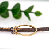 Dainty Tanzanite Ring W Natural Diamond Accents in 14K Solid Gold | Round 5.6mm