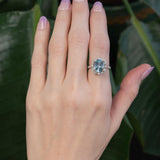 3.2Ct Aquamarine Ring with Natural Diamonds Accents: Solid 14K Dual Gold, 11x9mm