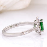 Avienne Solid 14k White Gold Tsavorite Garnet Ring with Natural Diamond Accents | 7x5mm